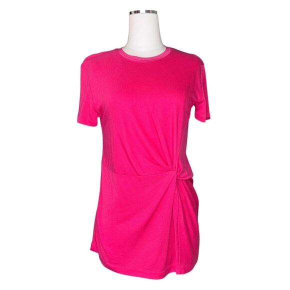 Rag & Bone Womens Hot Pink Knot Front Tee Shirt Size Small Lyocell Blend Knit - Picture 1 of 12